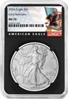 2024 $1 American Silver Eagle NGC MS70 ER Black Label Retro Core