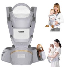 Baby Carrier with Hip Seat, Ergonomic M Position 6-in-1 Baby Carrier Newborns...