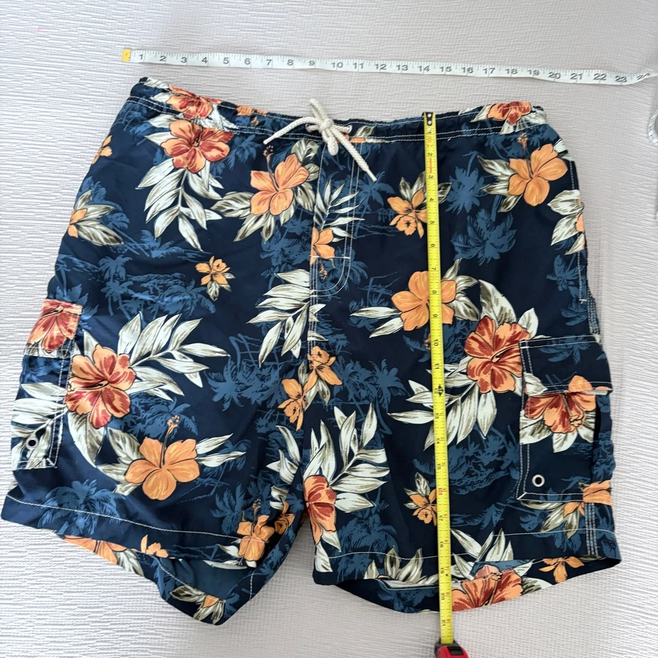 Island Shores Bañador Floral Para Hombre Grande Hawaiano Board Shorts Azul Naranja Foto 2 de 4