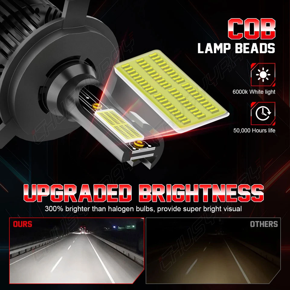 Par de faros LED de carcasa redonda de 7 pulgadas H4 altos bajos para Chevrolet C50 1964-1976 Foto 2 de 4