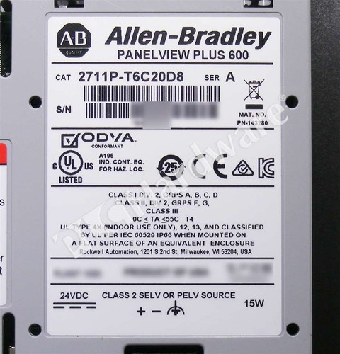 Allen Bradley 2711P-T6C20D8/A PanelView Plus 6 600 Terminal 5.7" Color/Touch DC - Imagen 8 de 8