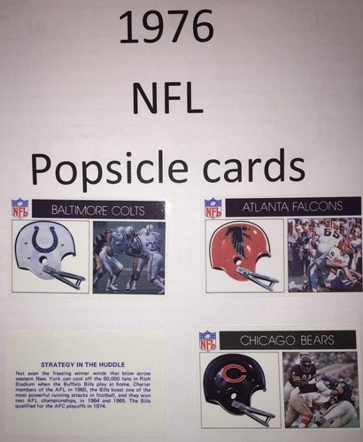 1976 NFL POPSICLE TEAM CARDS $4.99 each - Many teams available