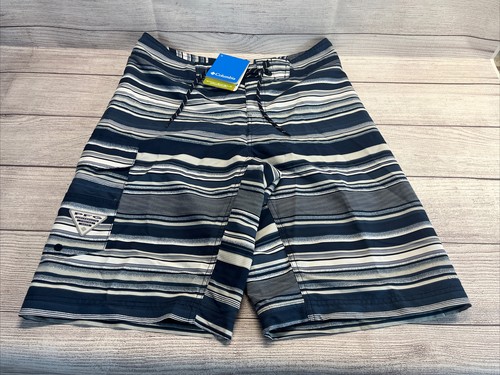 Columbia PFG Board Shorts Mens 30 Omni Shield Tropic Shore Trunks Blue Grey