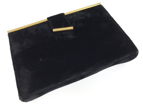 Dorset Fifth Avenue Clutch Purse Black Velvet Bag Handbag Crown Lewis Mirror Vtg - Picture 12 of 12