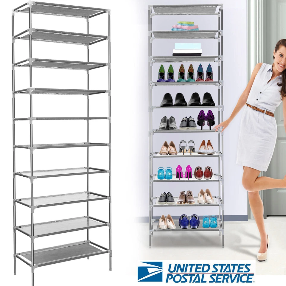 Shoe Rack Organizer 5~10 Tier Layer Shelf Holder Adjustable Closet Space Saving - Image 2 of 4