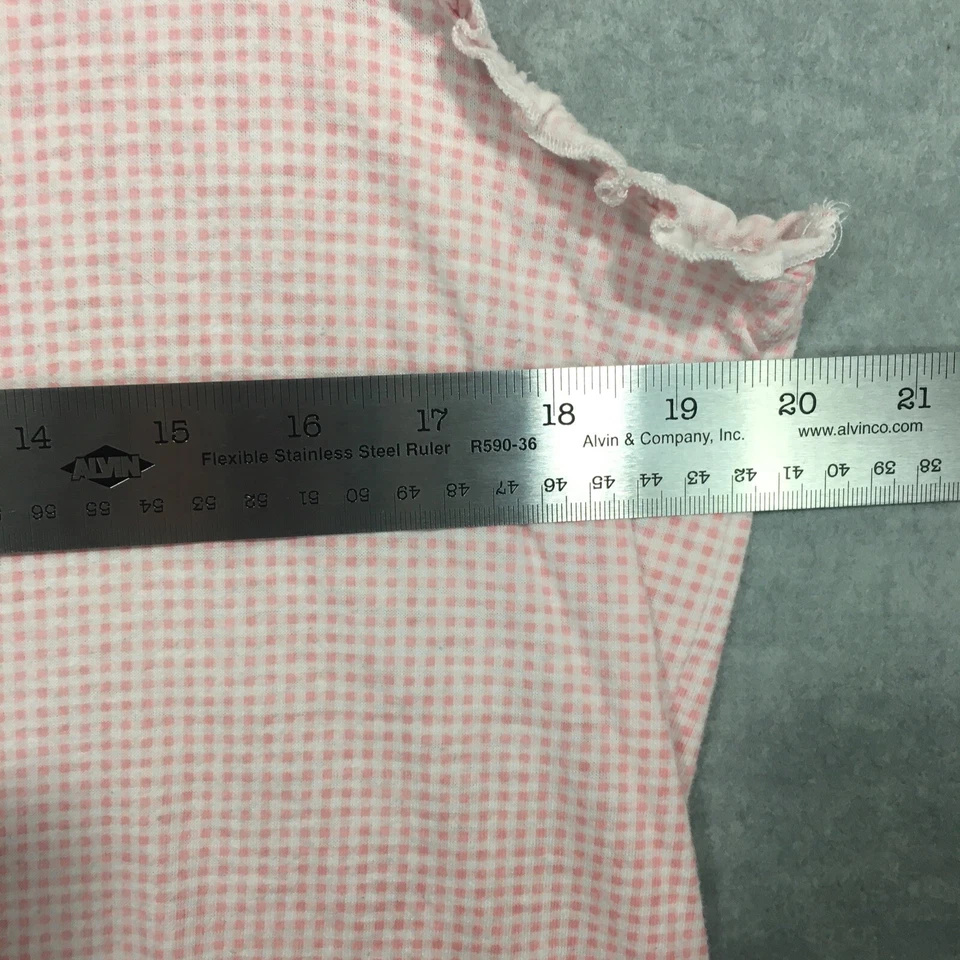 Camisón corto Aria L sin mangas rosa granja cuello en V tejido guinga Henley sin mangas Foto 3 de 4