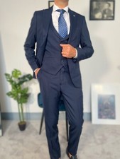 Abito particolare blu gilet Primavera Estate Cerimonia uomo, gilet doppiopetto