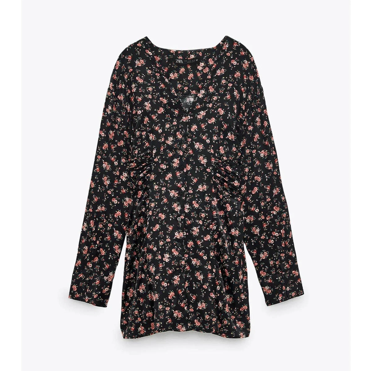 Floral to See Black Floral Print Long Sleeve Mini Dress