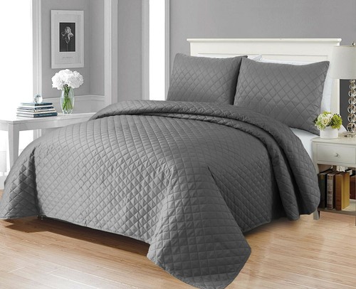 Luxus geprägte gesteppte Bettwäsche Sofa Überwurf & Kissenbezug Doppel Kingsize Bett Set - Bild 39 von 61