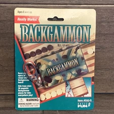 BACKGAMMON Basic Fun Nostalgic Miniature Board Game Toy Key chain 2000 New