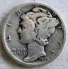 U.S.A. 1928-S Mercury Silver Dime, 90% Pure Silver, VG Cond,  FAST SHIPPING