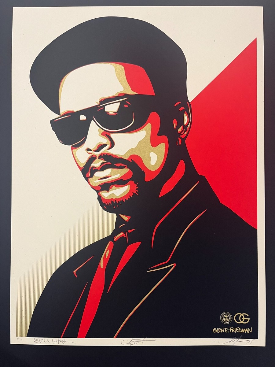 Shepard Fairey OBEY Poster Ice T Signed Red Edition /300 2016 Silk