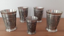 Konvolut 5 Zinnbecher Motiv 500 Jahre Post