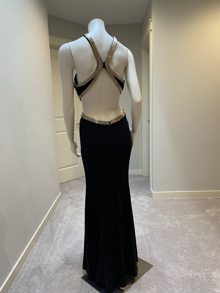 forever unique black and gold dress Baltic Born Womens Azura Gown | Black + Gold | Color: Black and Gold main image 0