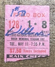 Willie McGee Signed 1st Career Stolen Base Ticket Stub 5-11-82 Cardinals JSA
