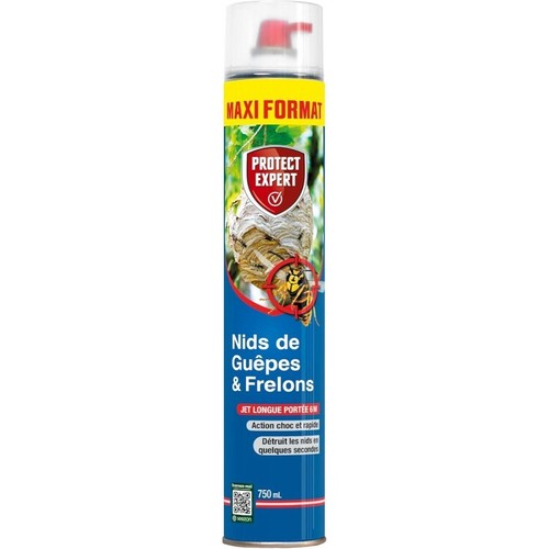 Spray Anti-guêpes Et Frelons Longue Portée 6m - élimination Rapide Des Nids - Protect Expert 600ml