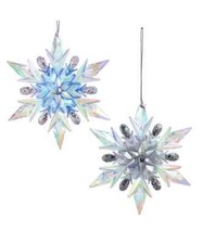 Set of 2 LAVENDER, BLUE,  CLEAR SNOWFLAKE Christmas Ornaments by Kurt Adler