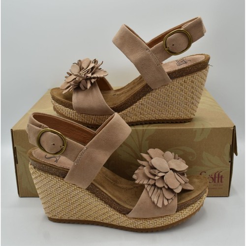 Sofft Womens Size 10 Cali Rose Taupe Suede Wedge Shoes Sandals - Picture 5 of 12