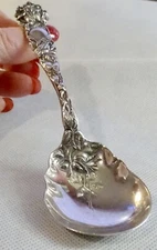 Alvin Sterling Bridal Rose 6" Heavy Sugar Spoon No Engraving 1.17 ounces