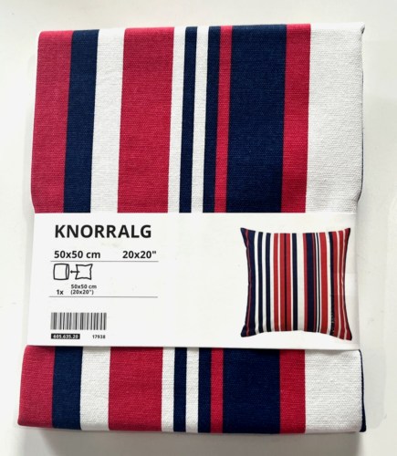 IKEA KNORRALG Kissenbezug, 20x20" rot/blau/weiß gestreift USA 4. Juli, Neu - Bild 1 von 5