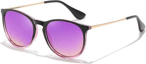 NEW Polarized Sunglasses Women Vintage Classic Retro Round Mirrored Frame Lens - Picture 30 of 38