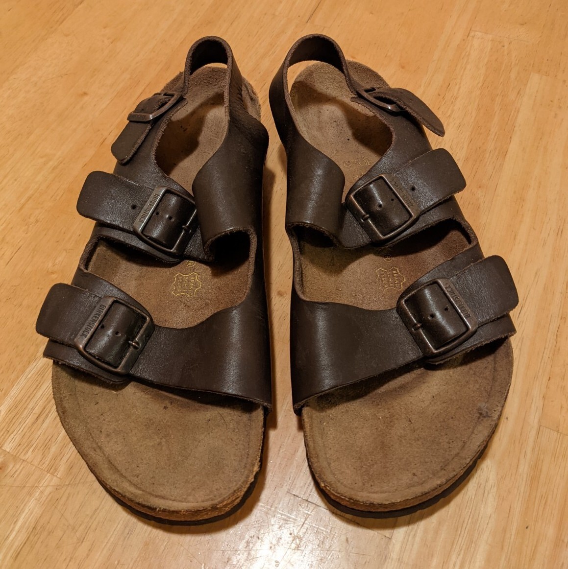 BIRKENSTOCK GERMANY BROWN LEATHER CORK SOLE SANDALS 44 11 | eBay