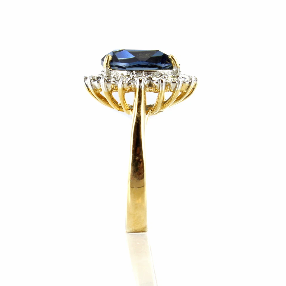 Anillo Di Dama Circonita Cúbica Topacio Azul Simulado Oro 18k Galvanizado Talla 6 Foto 4 de 4