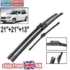 Set of 3 For Skoda Fabia Hatchback 2007-2013 Windscreen Wipers Front Rear Blades