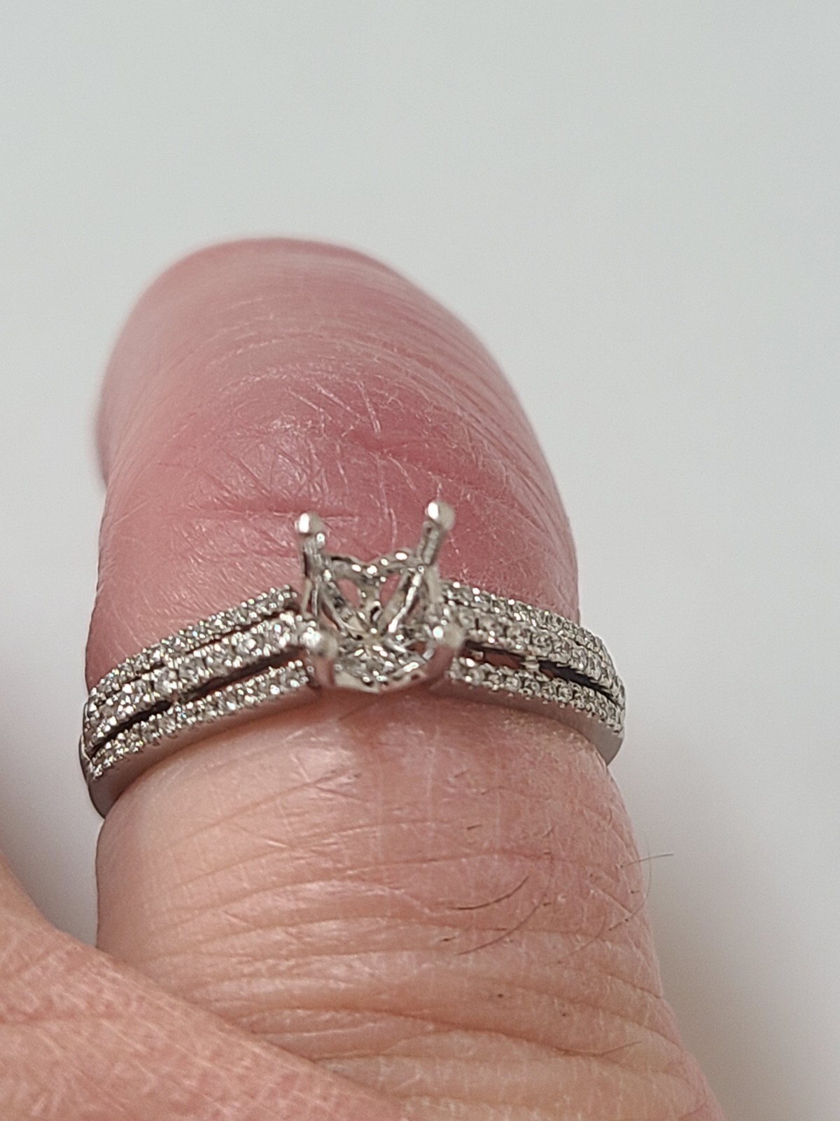 Diamond Engagement Ring Mounting 14k White Gold To Set Your Own Center Diamond-image