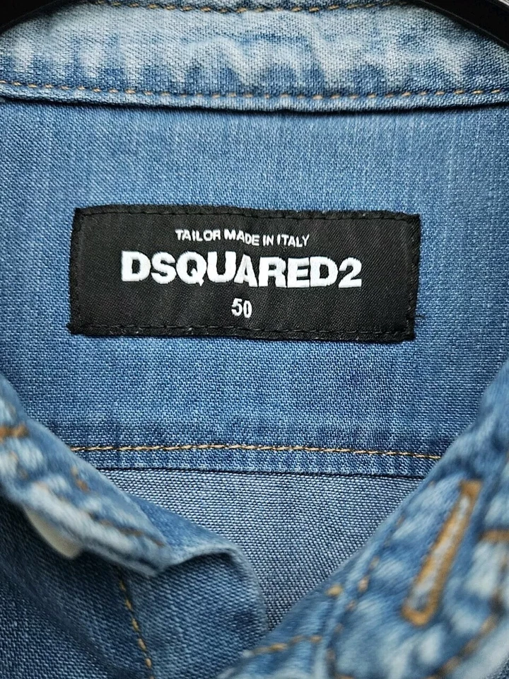 Dsquared2 Denim Jeans Shirt Made in Italy Size 50(Italy) Buttons,authentic - Image 3 of 4
