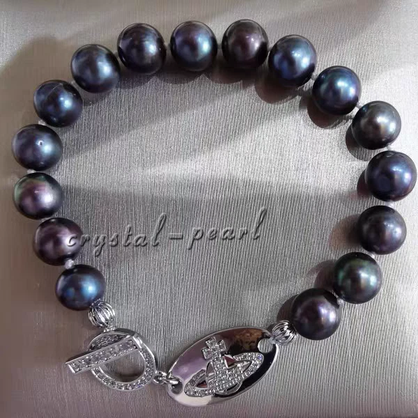 BONITO Impresionante BRAZALETE DE PERLAS 10-11MM AAA Mar del Sur Negro Azul 7.5-8" 925s Foto 3 de 3