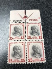 US 834 Calvin Coolidge $5 Plate Block Of 4 Superb Mint Never Hinged.