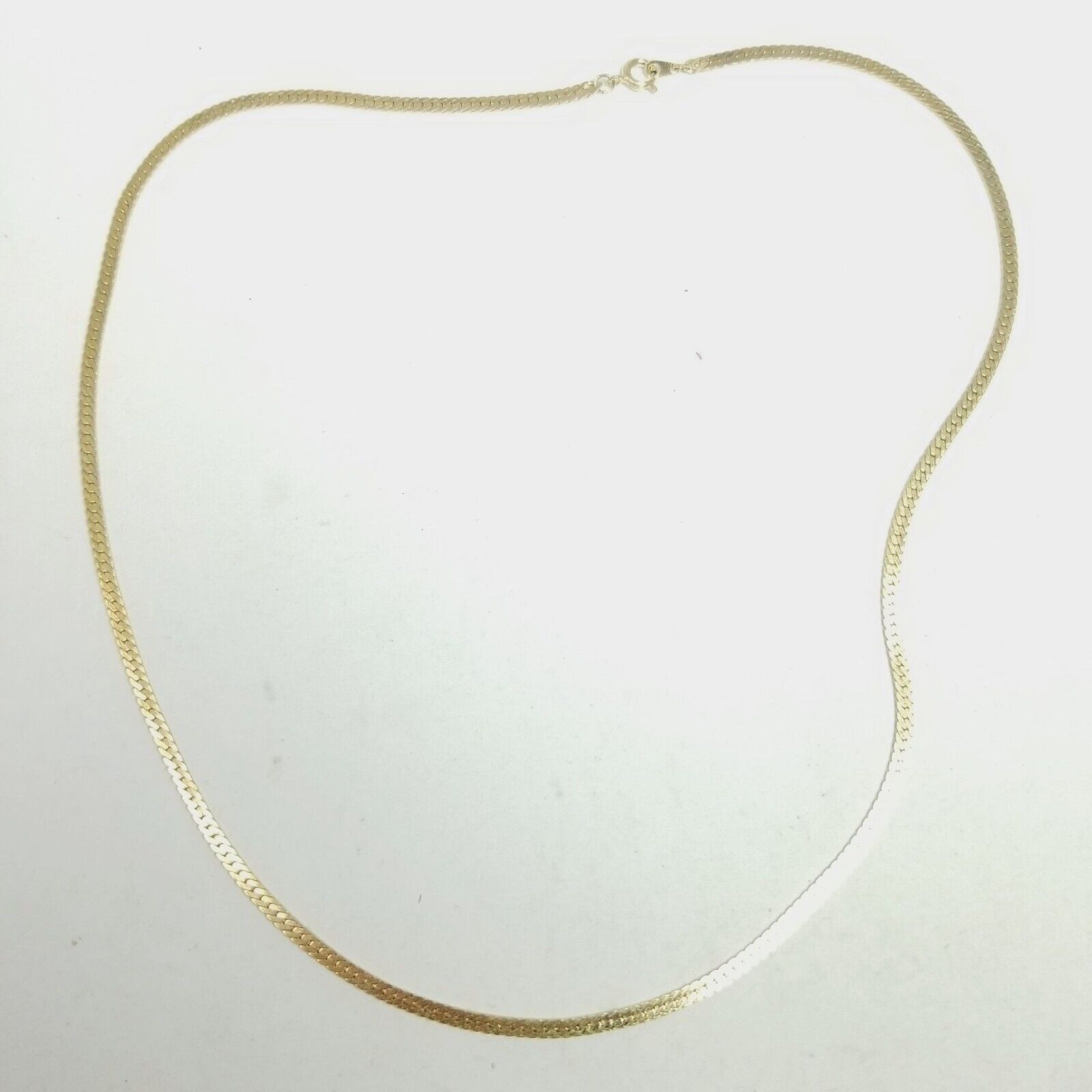 Vintage Skinny Gold Tone Flat Chain Necklace, Lay… - image 4