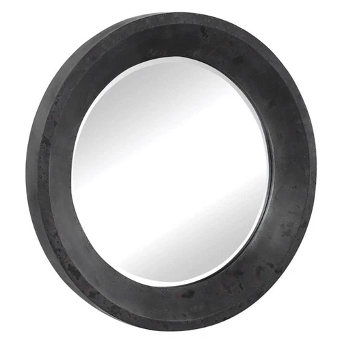 Uttermost Frazier Round Contemporary MDF and Glass Mirror in Dark Gray - Picture 3 of 7
