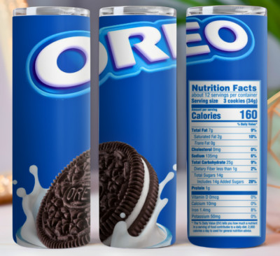 Oreo Tumbler 20oz Cup Mug Hot Cold Drinks w/ Lid Straw Stainless