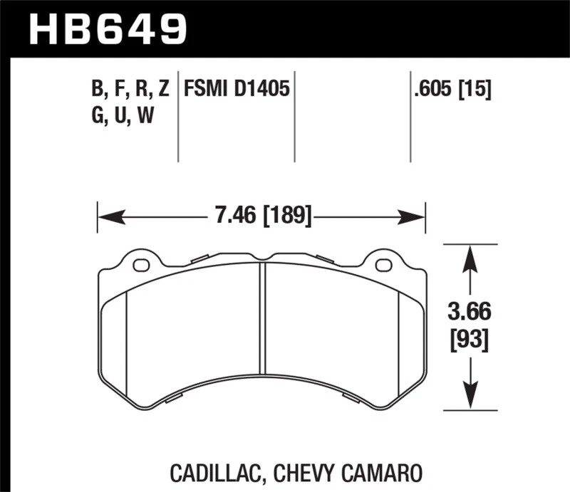 Pastilhas de freio dianteiras 2009-2015 CADILLAC CTS-V HAWK DTC70 RACE RACING MOTORSPORTS - Imagem 2 de 2