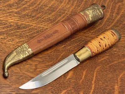 Vintage Iisakki Järvenpää Finland Puukko Knife w/ Leather Sheath