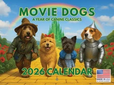 Movie Dogs Calendar 2026 Wall Monthly