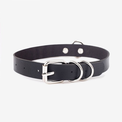 Collar Choker Vegan Leather BDSM Gift Necklace Custom Chain Metal Leash - Picture 3 of 17