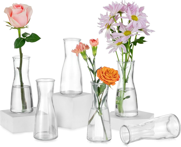 Hewory Kleine Vasen FüR Tischdeko, 6Er Vasen Set Vase Glas FüR Hochzeit | 14Cm V-image