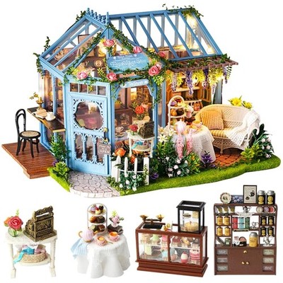 Miniatur Puppenhaus Holz DIY Kit Möbel Musik LED Bastel Set 1:24