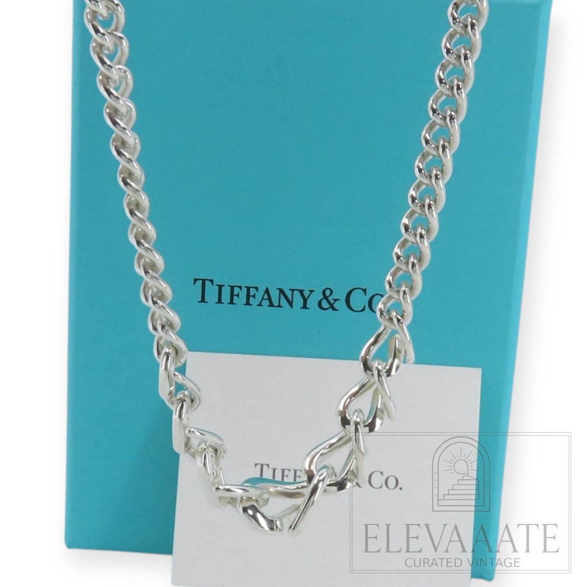 Tiffany & Co. Forged Graduated Link Sterling Silver Necklace 16