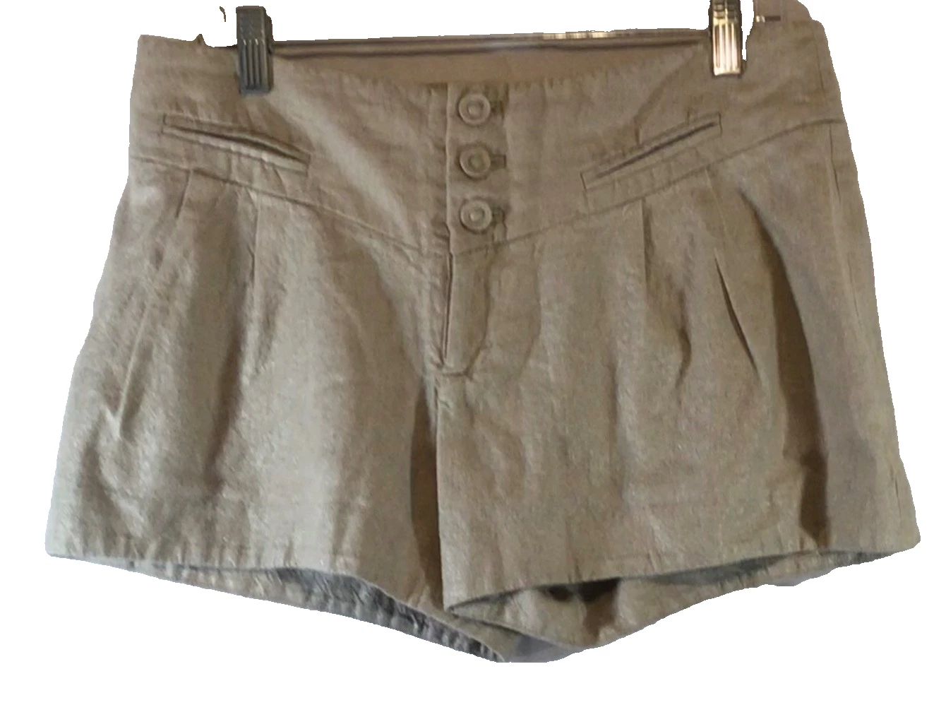 Elevenses Anthropologie Linen Blend Shorts Women 6 Beige High Waist Button Front