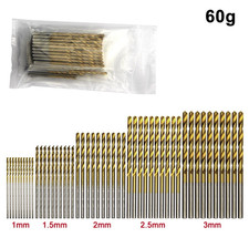 50pcs Titanium Drill Bit Set 1  3mm HSS Twist Bits DIY Woodworking - NEW