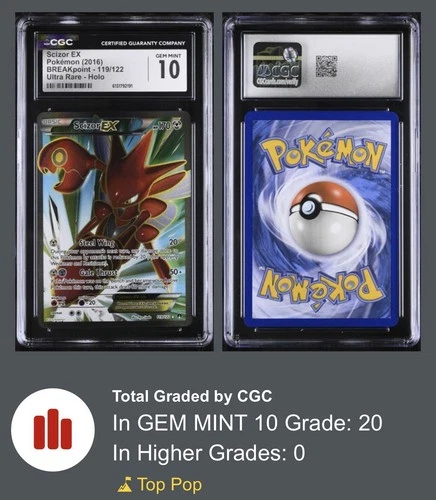 Scizor EX (Full Art) 119/122 Breakpoint Holo Ultra Rare 2016 CGC 10 GEM MINT