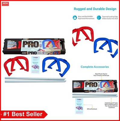Complete Horseshoes Set 4 Forged Steel Shoes 2 Stakes NHPA Approved Outdoor Game