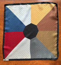 Vintage Ashear 8 Sections Colorblock 100 Silk Pocket Square/Hanky