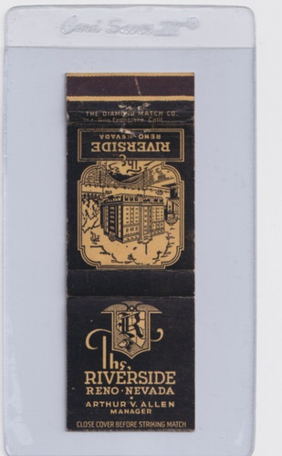 The RIVERSIDE HOTEL - 1930's gaming matchcover - Reno, Nevada