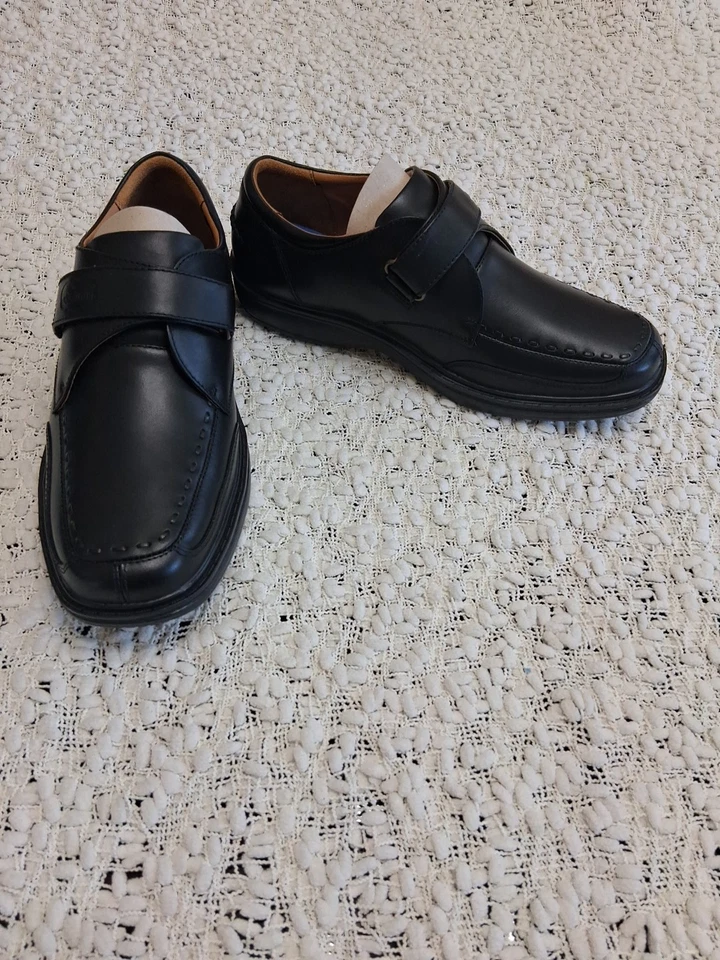 Dr Comfort 6210 Men's 9.5 XW Black Leather Adjustable Hook And Loop Strap New - Image 2 of 4