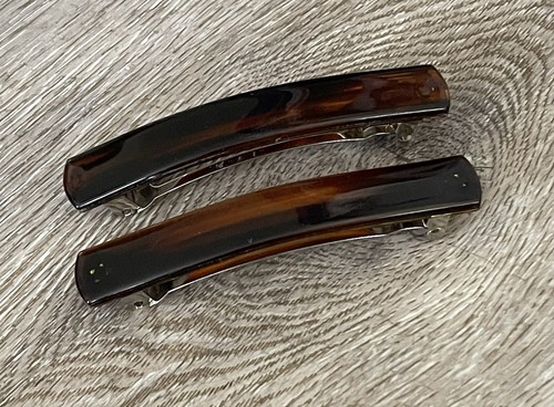 Paar Vintage 80er Schildpatt Farbe Haarspange Haarspange 3,5" Made in France - Bild 5 von 12
